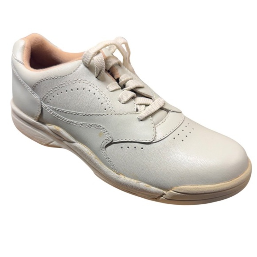 Rockport Womens Comfort Walking Shoes Cream/gray Leather Lace Up‎ Size 6 M W7332